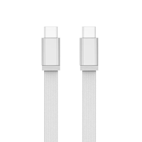 Kabel Charger Tipe C Pipih, Kabel USB C ke C Tipis Berjaring, Pengisian Cepat 65W