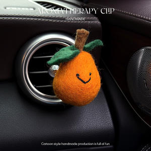 Désodorisant en feutre de laine fait à la main pêche pomme voiture évent Clips aromathérapie Air mignon fruits décoration désodorisants pour cadeau - Product Image 4