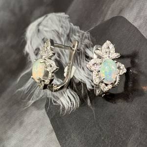 Pendientes de Plata 925 con Ópalo Natural Incrustado, Diseño de Corazón de <span class=keywords><strong>Cuervo</strong></span> Moderno, 3g para Aniversario - Product Image 3