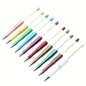 Prix usine 09 Stylos à bille en métal personnalisables DIY uniques avec espaceur et perles, 77 couleurs de perles en plastique pour stylos à perles - Product Image 1