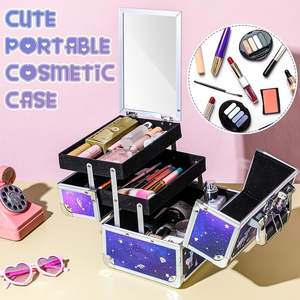 Filles grande capacité <span class=keywords><strong>licorne</strong></span> <span class=keywords><strong>maquillage</strong></span> Train cas mode pliable verrouillable cosmétique transporteur fermeture ouverte motif de bonbons boîte de <span class=keywords><strong>maquillage</strong></span> - Product Image 6