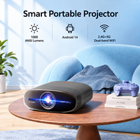 Projecteur intelligent Android portable avec logo personnalisé, écran LCD HD 1080P, 1000 lumens, prise en charge 4K, Wi-Fi, pour cinéma maison