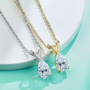 Collier de fiançailles en moissanite unique, pas cher, personnalisé, véritable, abordable, meilleur choix, promesse, pour femme, cadeau - Product Image 4