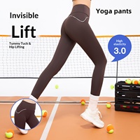 Pantalon de fitness pour femme, à rayures, infroissable, haute élasticité, en Spandex/Polyester, effet ventre plat, amincissant, pour le yoga