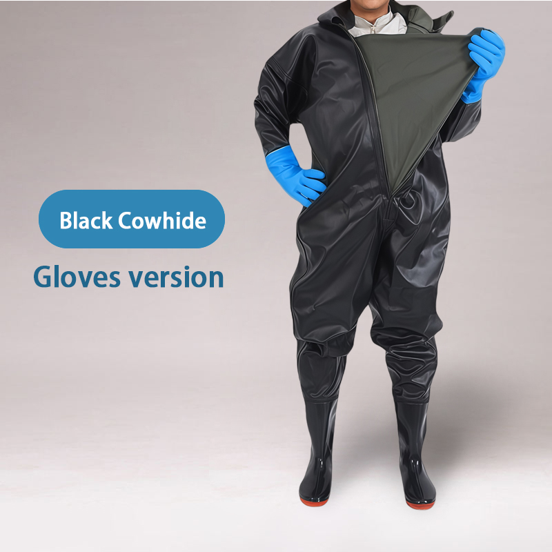 Version gants en cuir de vache noir