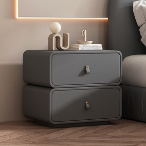 Nightstand Artificial Board <b>Storage</b> <b>Cabinet</b> Dark Gray Modern Design Bedroom Furniture - Product Image 1