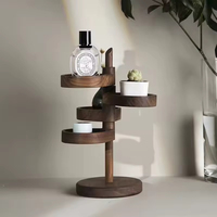 Plateau de rangement en bois créatif à quatre niveaux - Support de maquillage, boucles d'oreilles et colliers, présentoir de plantes succulentes pour bureau
