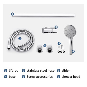New Design <strong>Wall</strong> Mount Bathroom <strong>Shower</strong> Set With ABS Plastic Chrome Sliver <strong>Shower</strong> <strong>Head</strong> and Adjustable Bar - Product Image 5