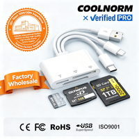 Lecteur de carte pour téléphone portable, lecteur de carte externe multifonction personnalisé avec ports USB-AType-C vers SD/TF/XD pour appareils photo reflex numériques USB 2.0