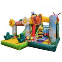 Château gonflable commercial pour enfants, thème animal, château gonflable combiné papillon et abeille, avec toboggan