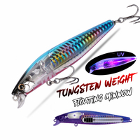 Effet UV 99mm 14g Flash Lame Pêche Minnow Leurre Imprimé Appâts Artificiels Flottants pour Bar Brochet Lac Bateau Appâts de Bain