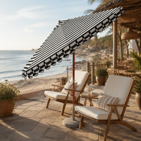 Parasol d'extérieur personnalisé en aluminium léger inclinable avec base en marbre pour parc, plage, terrasse et restaurant - Résistant au vent
