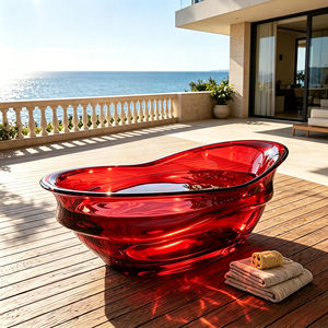 <span class=keywords><strong>Baignoire</strong></span> autoportante de luxe en résine transparente ambrée, forme ondulée, finition cristalline, pour villa, salle de bain design - Product Image 2