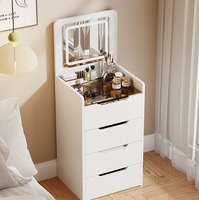 Coiffeuse compacte moderne avec miroir sur pied en MDF, commode de chambre à coucher pour gagner de la place, pour chambre à coucher, salon, appartement, hôtel