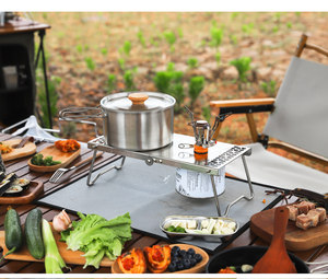 Draagbare mini-campingbutaangasbrander, ultralicht, opvouwbaar, winddicht, van roestvrij staal, voor buitenwandelingen, picknick, BBQ-koken - Product Image 1