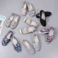Espadrilles plates décontractées pour femmes, avec logo personnalisé, semelle extérieure en PVC injecté, tige en tissu de coton, tendance automne