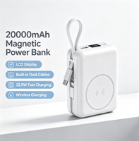 Chargeur de batterie portable compact 20000mAh, charge rapide PD 22.5W, batterie externe avec câble Type-C, chargeur sans fil