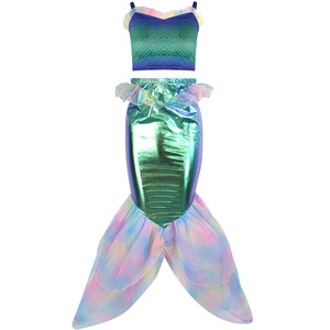 Maillot de bain sirène deux pièces avec queue pour filles, costume de bain d'été, tenue de jeu de rôle, taille 110 120 130 140 150 - Product Image 1