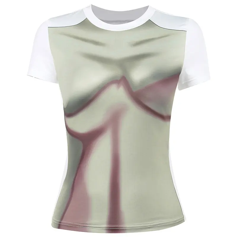 Summer Sexy Y2K Print Short Sleeve O-Neck Crop Top For Women Fashion Streetwear T Shirts