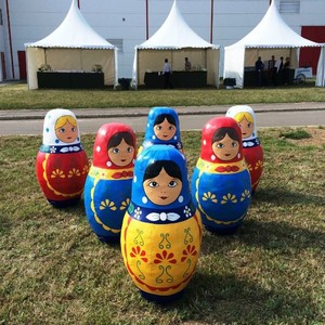 Trò chơi Bowling bơm hơi Bowling Matryoshka, búp bê Nga hình ghim-6 miếng và bóng bơm hơi-1 miếng - Product Image 1