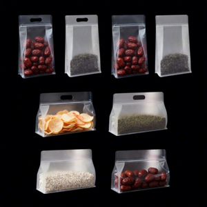 Sachet alimentaire transparent refermable à huit soudures latérales, pochette à fermeture éclair en plastique, sac de rangement alimentaire réutilisable pour céréales et snacks - Product Image 1