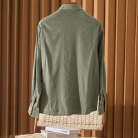 Kemeja Pria Kerah Mandarin Warna Solid Bahan Linen Bernapas Lengan Pendek Kasual Pakaian Pantai Ukuran Besar Logo Kustom Grosir