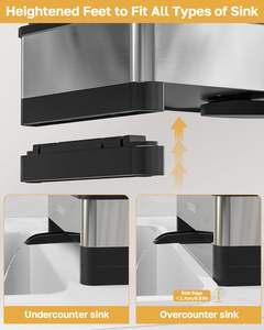 Porte-éponge pour évier de cuisine avec plateau de <span class=keywords><strong>vidange</strong></span> automatique avec porte-brosse à serviettes pour accessoires de stockage de distributeur de savon de comptoir - Product Image 4