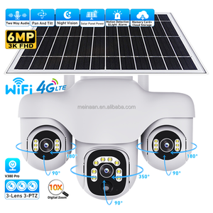 Neue 6MP WLAN 4G <span class=keywords><strong>3</strong></span>-Linsen Solarbetriebene Kabellose PTZ-Kamera V380 Pro Outdoor-Sicherheits-WLAN 4G SIM-Karten Solar-CCTV-Kamera - Product Image 1