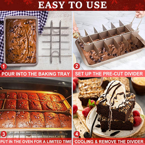 Bandeja para Hornear Antiadherente, Lámina de Acero al Carbono, Moldes Rectangulares para Pastel con Divisores para Hornear en Horno - Product Image 5