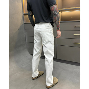 Pantalones Vaqueros de Mezclilla Azul Oscuro para Hombre, de Alta Calidad, Desgastados, Elásticos, de Cintura Media, Estilo Casual y Urbano, al por Mayor - Product Image 1