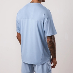Custom <strong>88</strong>% <strong>Polyester</strong> <strong>12</strong>% <strong>Elastane</strong> Reflective Logo Tshirts Side Split Mesh Panelling Oversized Training Tshirts for Men - Product Image 5