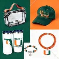Ensemble cadeau personnalisable pour les essentiels du jour de match des Miami Hurricanes (inclut un sac transparent, un bracelet à chaîne, une casquette de baseball, un gobelet de 20 oz)