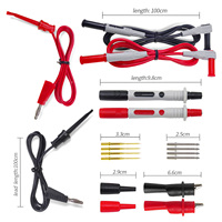 Cleqee P1308B Kit de 18 câbles de test avec fiches bananes 4 mm, câbles de test à crochet, sondes de multimètre remplaçables, fils de test et pinces crocodiles