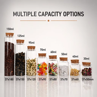 Flacon en verre borosilicate de 5 ml à 150 ml, petit tube à essai, flacon, bocal en verre pour bonbons, gommes, compléments alimentaires avec bouchon en liège