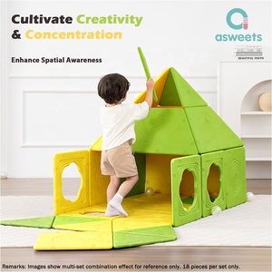 Asweets Piastrelle Magnetiche Personalizzate OEM ODM per Bambini, 18 Pezzi Grandi Pannelli da Costruzione in Schiuma EPP, Gioco Aperto per Bambini Piccoli, Giallo Verde - Product Image 4