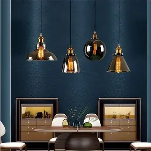 Lampe suspendue vintage réglable, décorative, avec télécommande, LED, en métal <span class=keywords><strong>et</strong></span> verre, pour îlot de cuisine, restaurant - Product Image 2