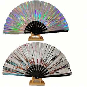 Abanico de Mano Plegable de PVC con Diseño Láser, Abanico Grande de Colores Brillantes para Fiestas, Año Nuevo Chino, Regalos Empresariales, Música - Product Image 4