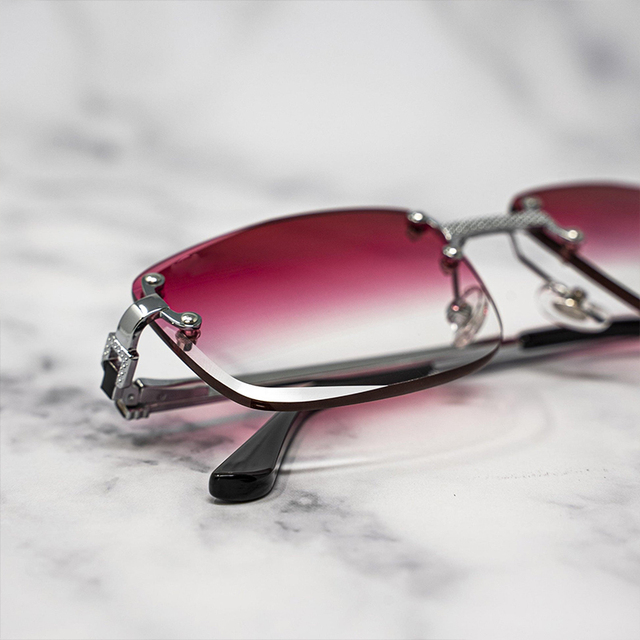 LMA Luxury Men Simple Silver Metal UV400 Diamond Cut Lens Women Custom Shades Rimless Sunglasses 2024 Premium Eyewear
