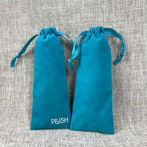 High Quality Long Soft Velvet Jewelry Gift <b>Pouch</b> Custom Logo Print Gift Packaging Bag Reusable Green Velvet <b>Drawstring</b> <b>Pouch</b> - Product Image 6