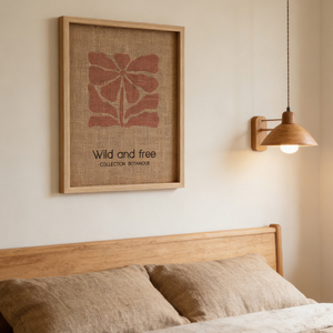Impression encadrée florale bohème « Sauvage et Libre » – Décoration murale en toile de jute imprimée pour salon et chambre à coucher - Product Image 5