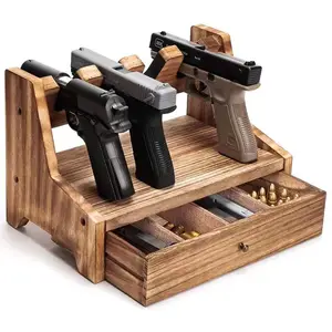 Estante de almacenamiento de juguetes para pistola, caja de almacenamiento para sala de estar, contenedor de alimentos, tipo cajón, acabado brillante de madera, pantalla de pistola de madera con entramado múltiple