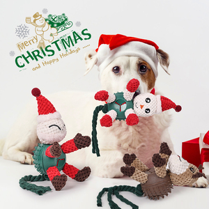 Jouets à mâcher en peluche de Noël pour chiens avec distributeur pour chiens de petite, moyenne et grande taille, jouet interactif pour animaux de compagnie pour les fêtes - Product Image 4
