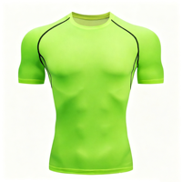 T-shirt personnalisé à logo, prix de gros, 100 % polyester, séchage rapide, manches courtes, coupe ajustée, vêtements de sport, hauts décontractés pour hommes