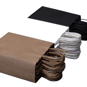 Bolsa de Papel Reciclado Marrón con Logotipo Personalizado para Comida para Llevar, Panadería, Galletas, Compras, Kraft con Asas - Product Image 1