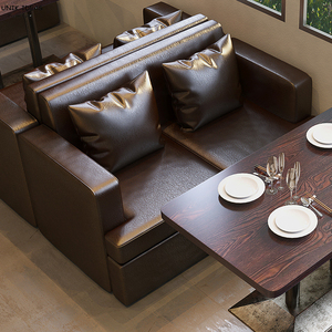 Industrial Style Coffee Shop Booth Sofa With <strong>Table</strong> and Chair Retro Design Restaurant Dining <strong>Table</strong> Chair Wooden Leisure Furniture - Product Image 6