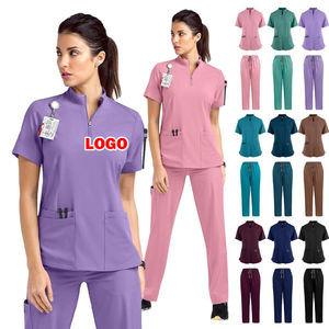 Tenues médicales personnalisées avec logo pour femmes et unisexe, en polyester et élasthanne, respirantes, courtes, pour infirmières, hôpitaux, salons de beauté, dentistes, cliniques, chirurgie - Product Image 1
