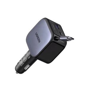 Cargador de Coche USB C Retráctil UGREEN de 90W, 3 en 1, <span class=keywords><strong>Carga</strong></span> Rápida Tipo C, Adaptador para Encendedor de Cigarrillos, Cargador de Coche para iPhone y Auriculares - Product Image 1