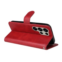Untuk Samsung S25 S26 Ultra Hoesje casing buku Dompet casing buku Hulle sampul belakang kulit Pu Flip-merah