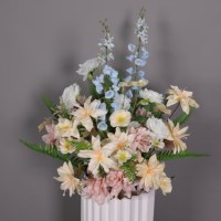 Arrangements floraux artificiels en soie de luxe sur mesure pour événements extérieurs, allées, tables et décorations de fond