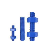 Tige filetée à double tête en acier inoxydable M10 goujon et barre à filetage complet en téflon bleu revêtu de téflon filetage M4 standard DIN